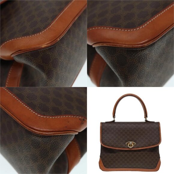 CELINE Macadam Canvas Hand Bag PVC Leather Brown Gold Auth 91294 - Picture 15 of 15